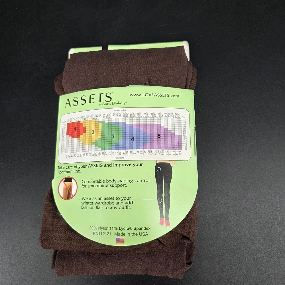 ASSETS by Sara Blakely Terrific Tights Brown Size 2 Bodyshaping Matte Opaque New